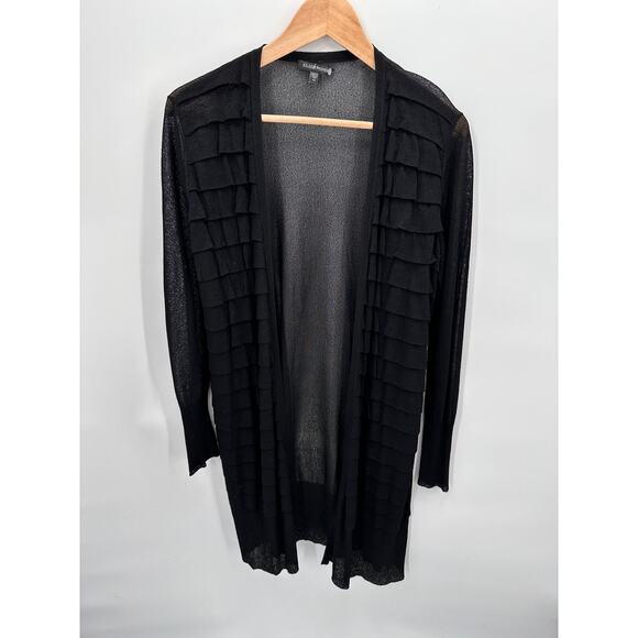 Eileen Fisher Sweaters - EILEEN FISHER Black Lightweight Open Front Long Cardigan // XS